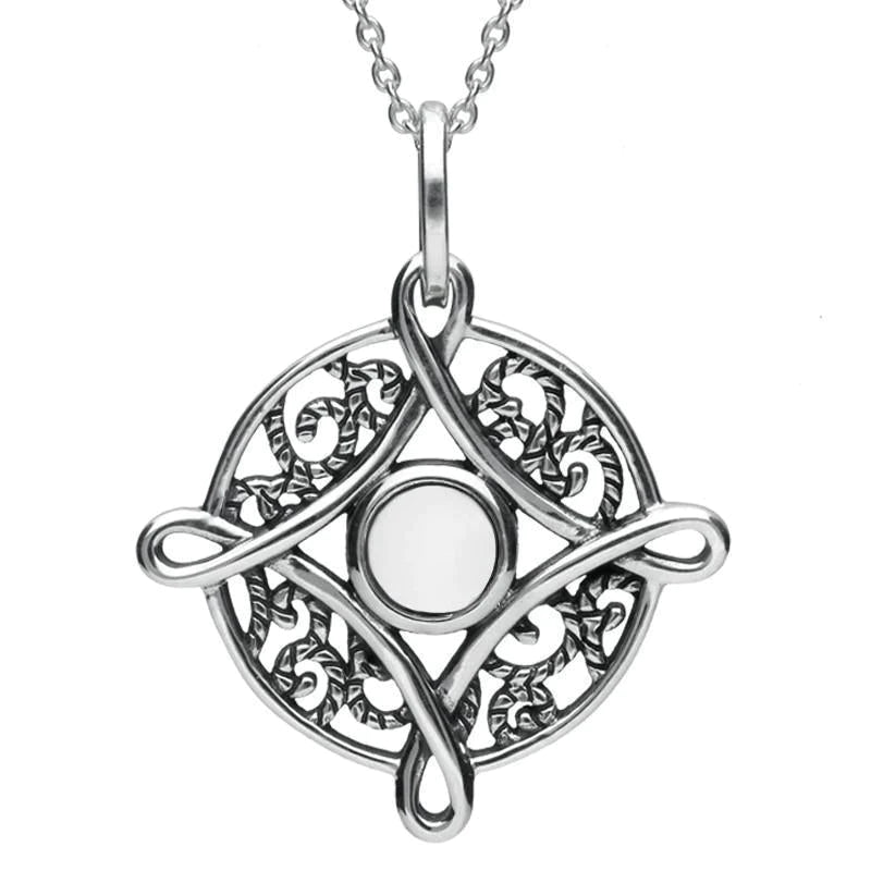 Sterling Silver Bauxite Detailed Four Point Cross Necklace - Silver