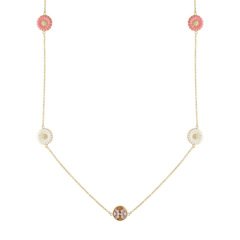 Cameo Italy Yellow Gold Plated Sterling Silver Daisy Necklace D - Gold