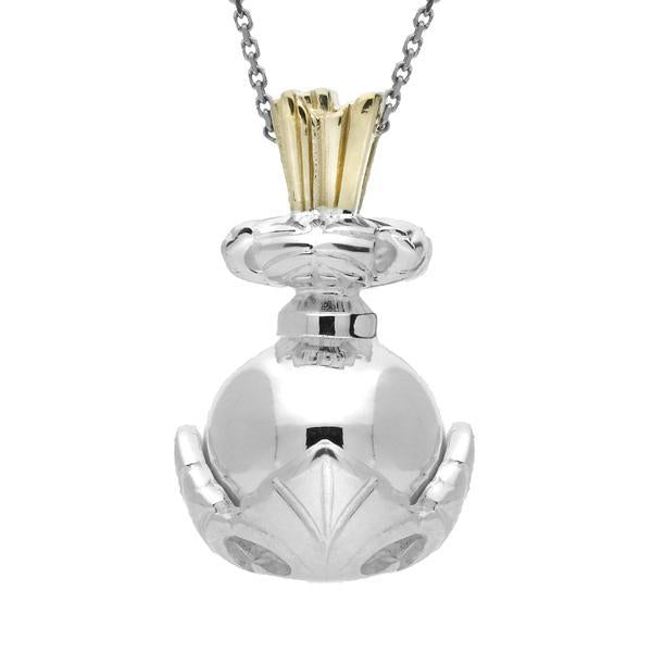 Sterling Silver Large Ball & Leaf Necklace - Silver