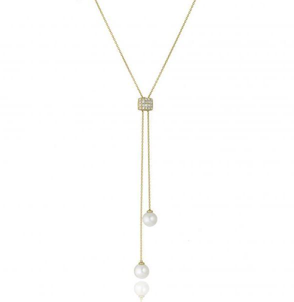 Chimento Armillas Acqua Pearl 18ct Yellow Gold Diamond Necklace