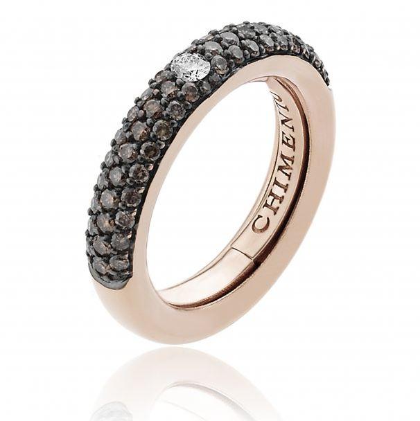 Chimento Forever Stack Me Demi Pavee 18ct Rose Gold Brown Diamond Adjustable Size-Fit Ring - 200
