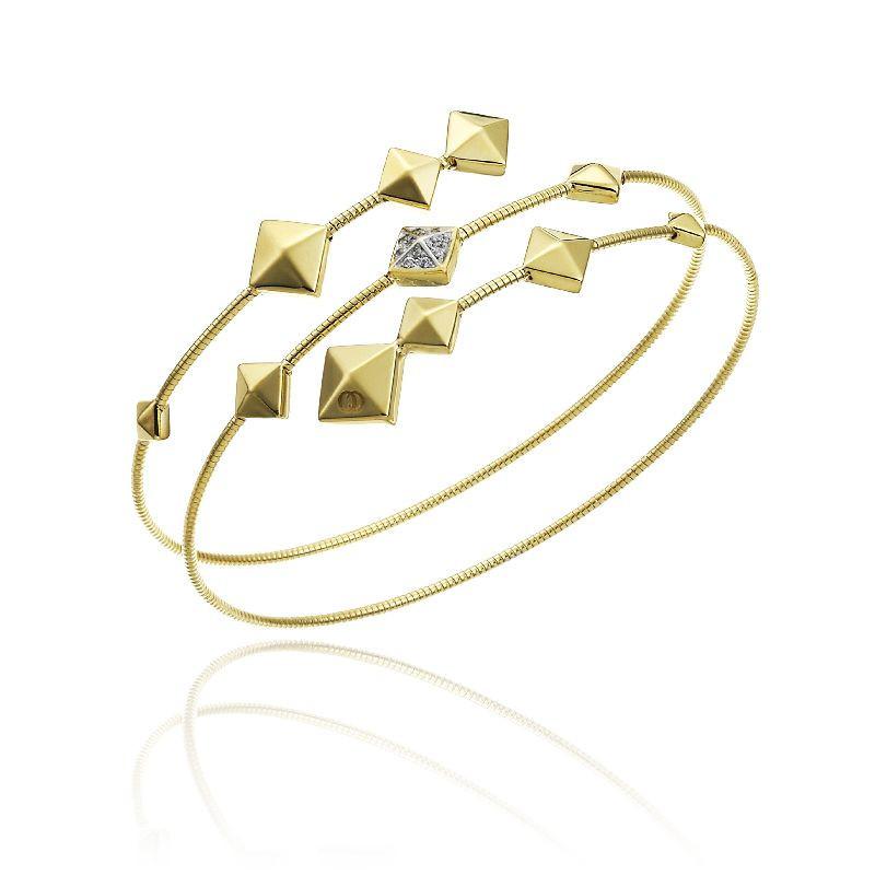 Chimento Armillas Pyramis 18ct Yellow Gold Diamond Spiral Bangle - L