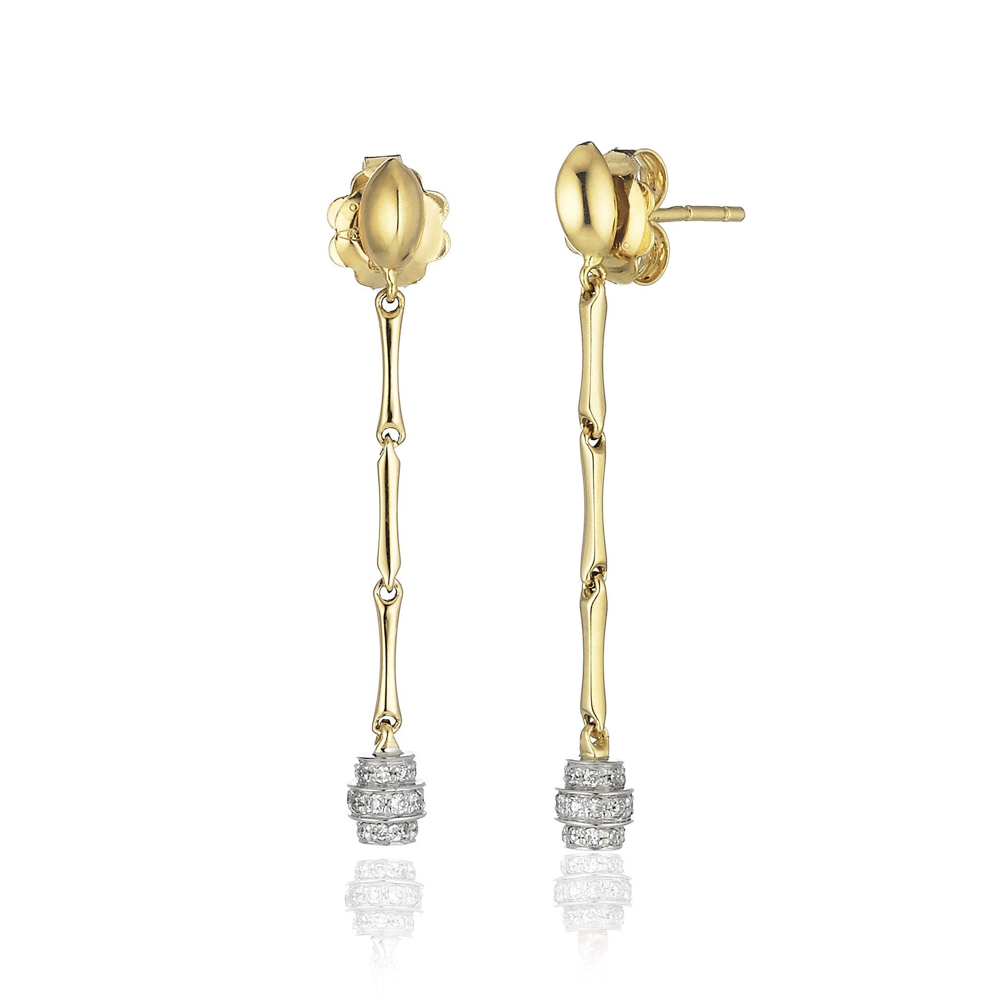 Chimento Bamboo 18ct Yellow Gold 0.20ct Diamond Drop Earrings