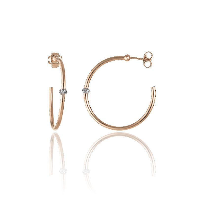 Chimento Bamboo Flirt 18ct Rose Gold 0.20ct Diamond Hoop Earrings
