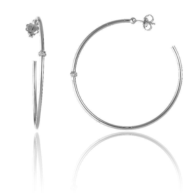 Chimento Bamboo Flirt 18ct White Gold 0.20ct Diamond Large Hoop Earrings