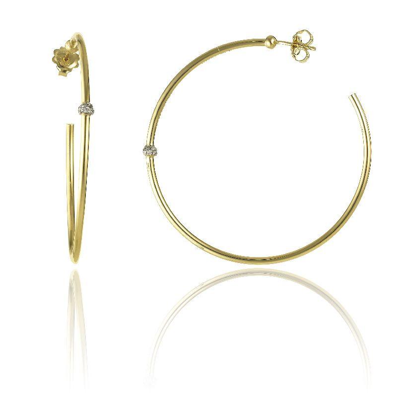 Chimento Bamboo Flirt 18ct Yellow Gold 0.20ct Diamond Large Hoop Earrings