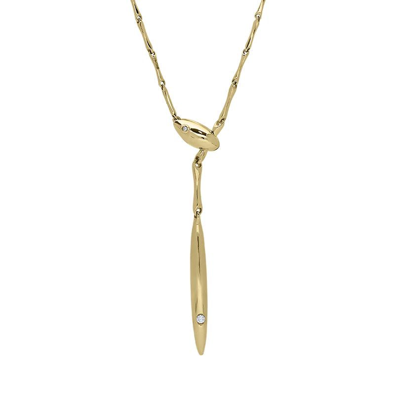 Chimento Bamboo Navette 18ct Yellow Gold Diamond Necklace - Option1 Value Yellow Gold