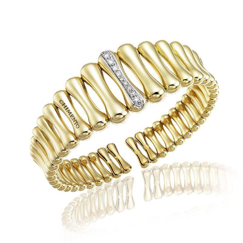 Chimento Bamboo Over 18ct Yellow Gold 0.27ct Diamond Iconic Cuff