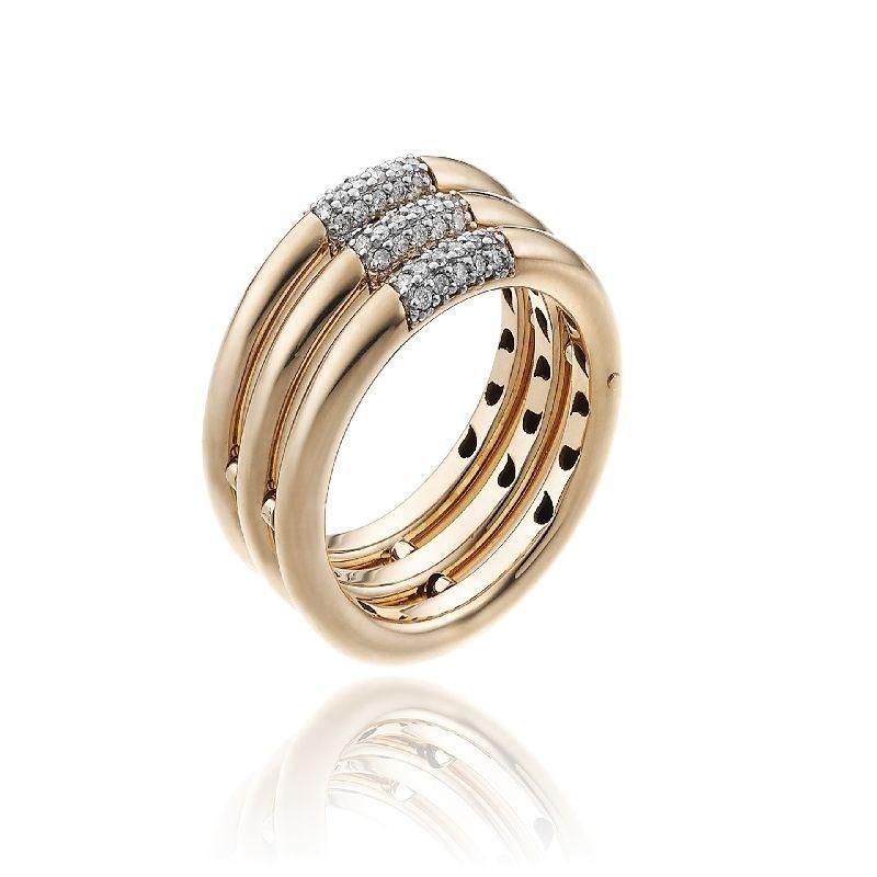 Chimento Bamboo Pure 18ct Rose Gold 0.24ct Diamond Triple Ring