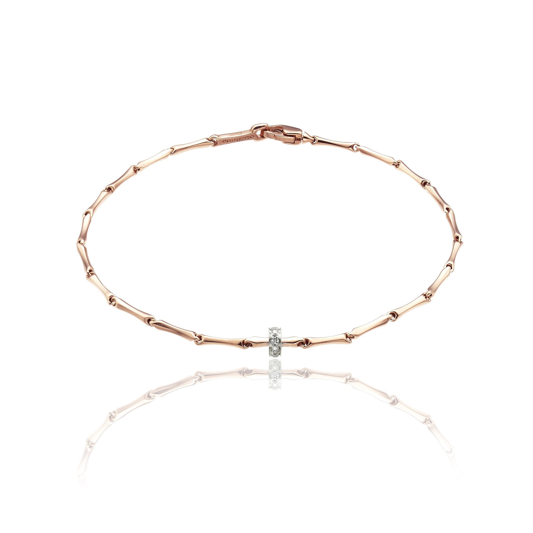 Chimento Bamboo Shine 18ct Rose Gold 0.05ct Diamond Bracelet - L