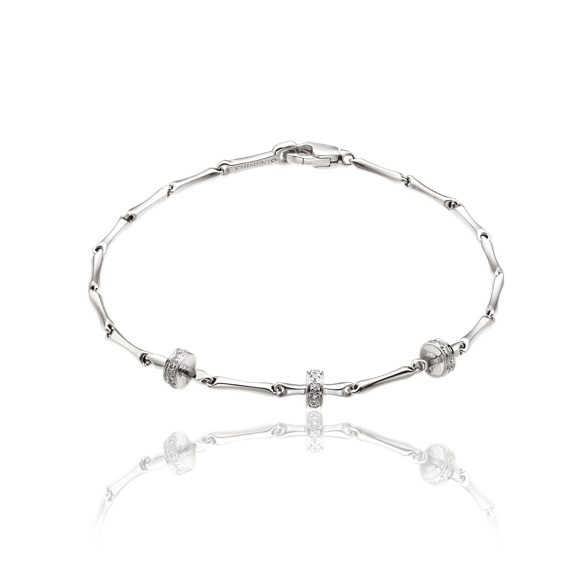 Chimento Bamboo Shine 18ct White Gold 0.15ct Diamond Bracelet - L