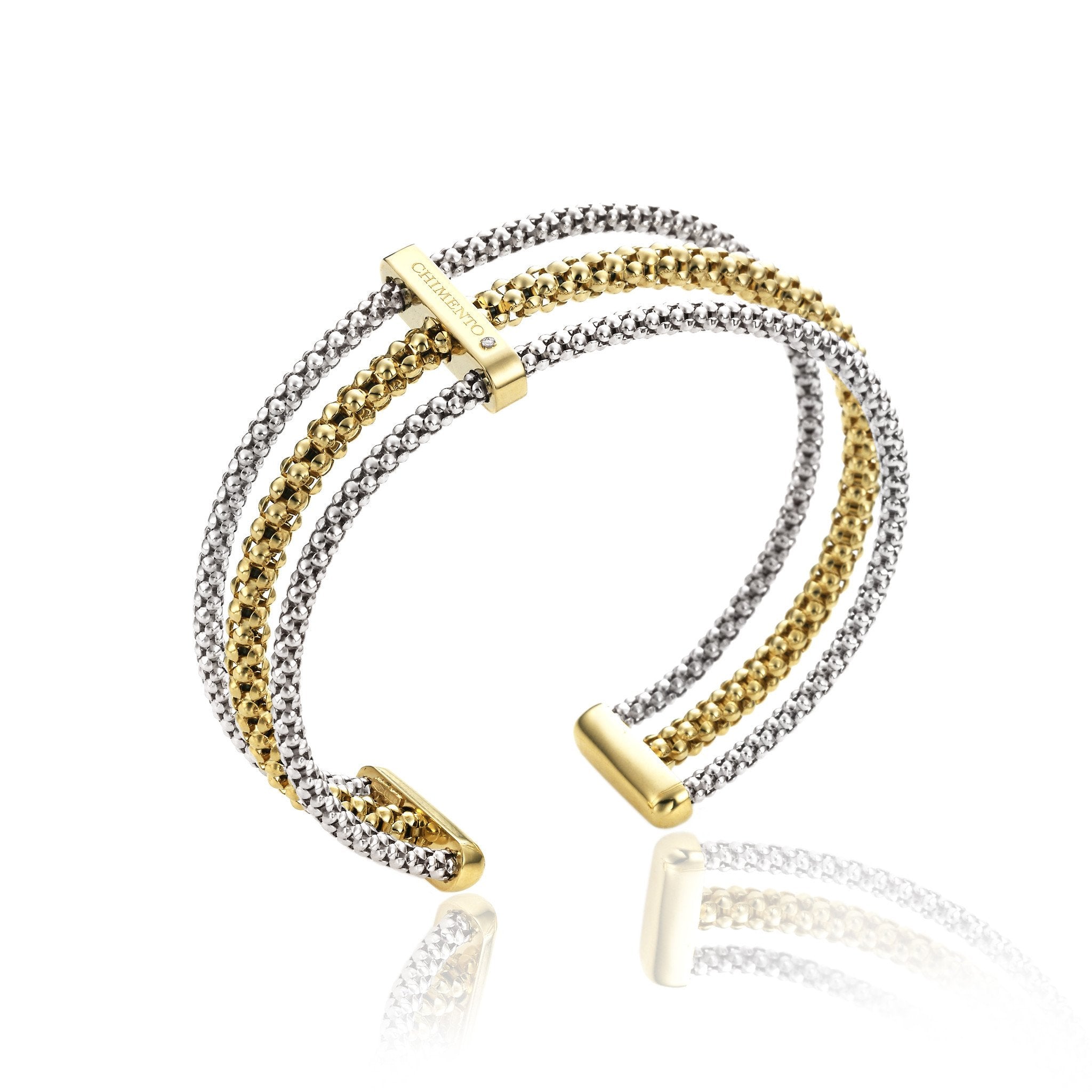 Chimento Stretch Multi 18ct Yellow Gold Diamond Three Strand Bangle - Option1 Value White Gold