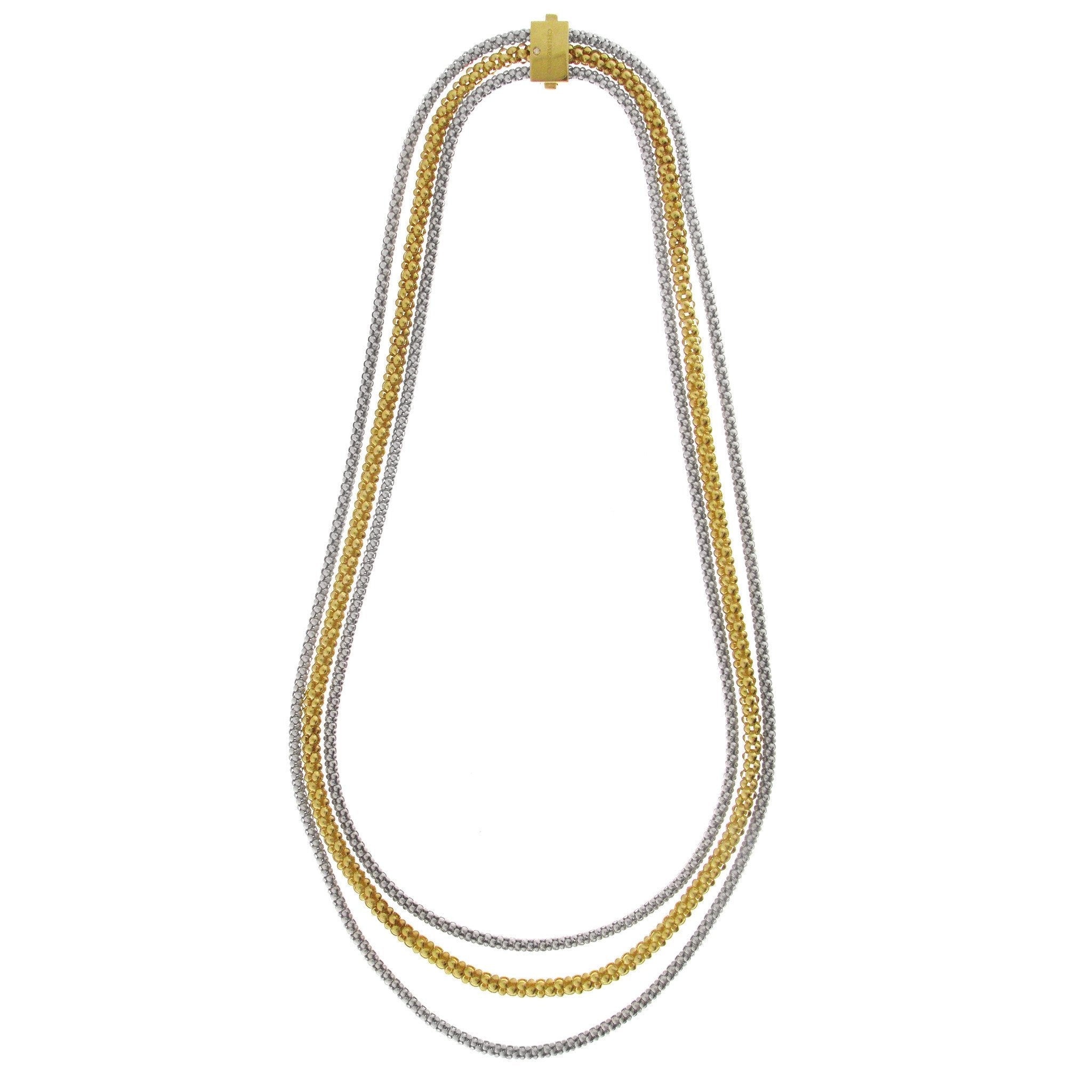 Chimento Stretch Multi 18ct Yellow Gold Diamond Three Strand Necklace - 37cm