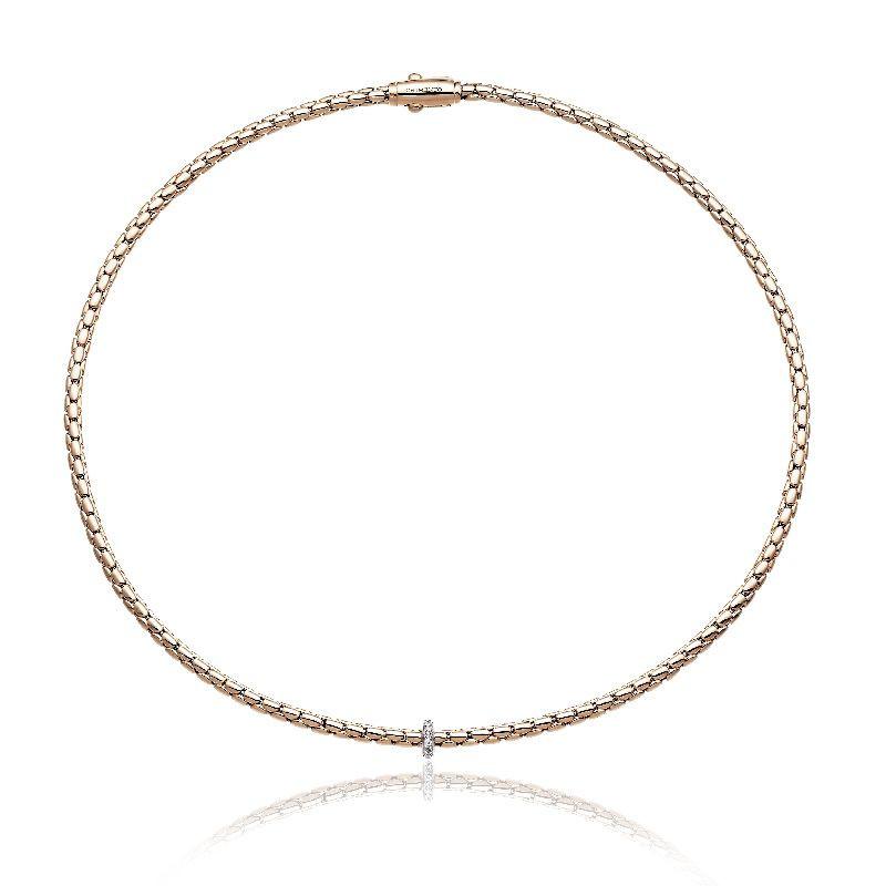 Chimento Stretch Spring 18ct Rose Gold 0.10ct Diamond Necklace - 45cm