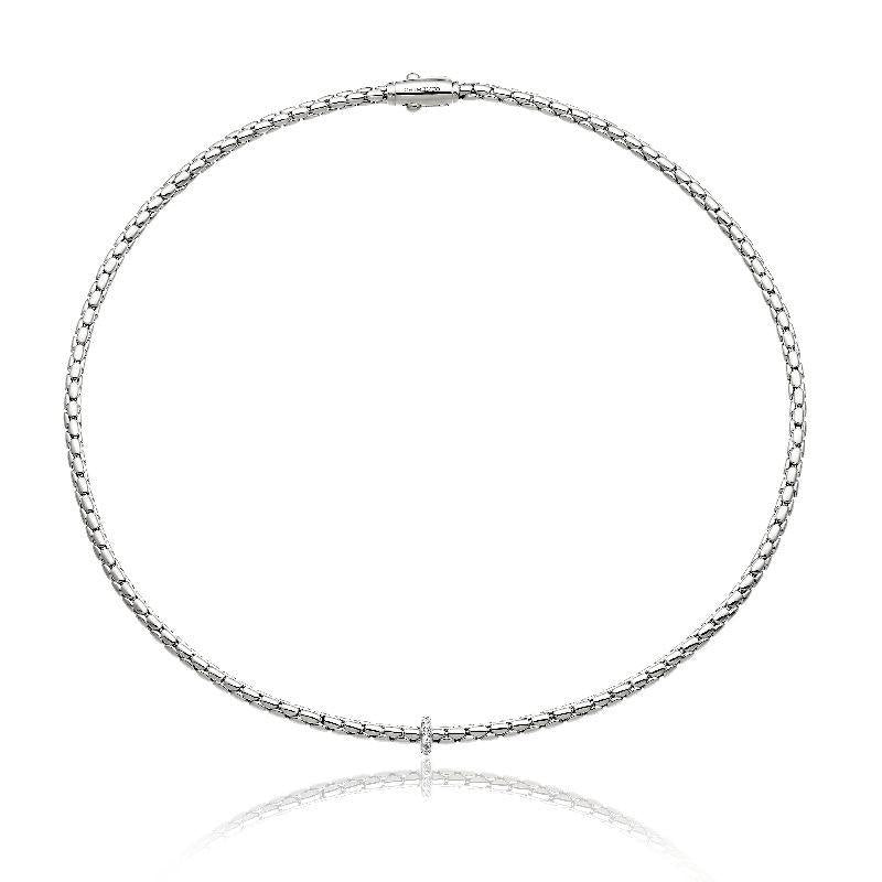 Chimento Stretch Spring 18ct White Gold 0.10ct Diamond Necklace - 42cm