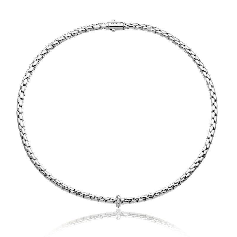 Chimento Stretch Spring 18ct White Gold 0.19ct Diamond Necklace - 45cm