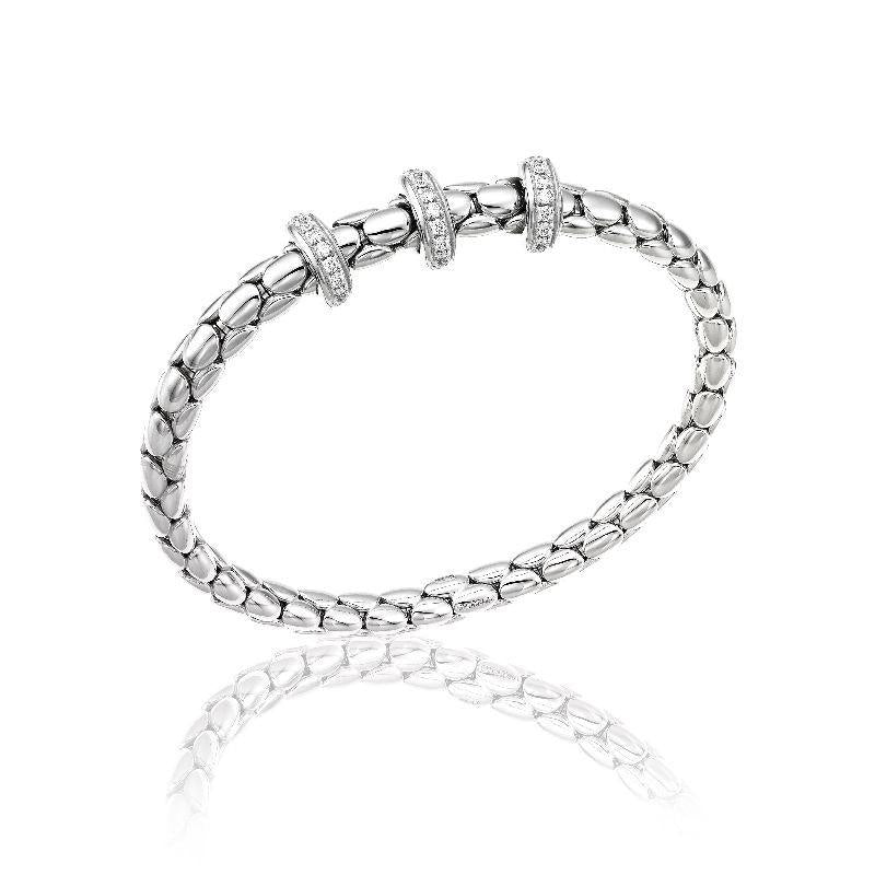 Chimento Stretch Spring 18ct White Gold 0.56ct Diamond Triple Rondelle Bracelet - M