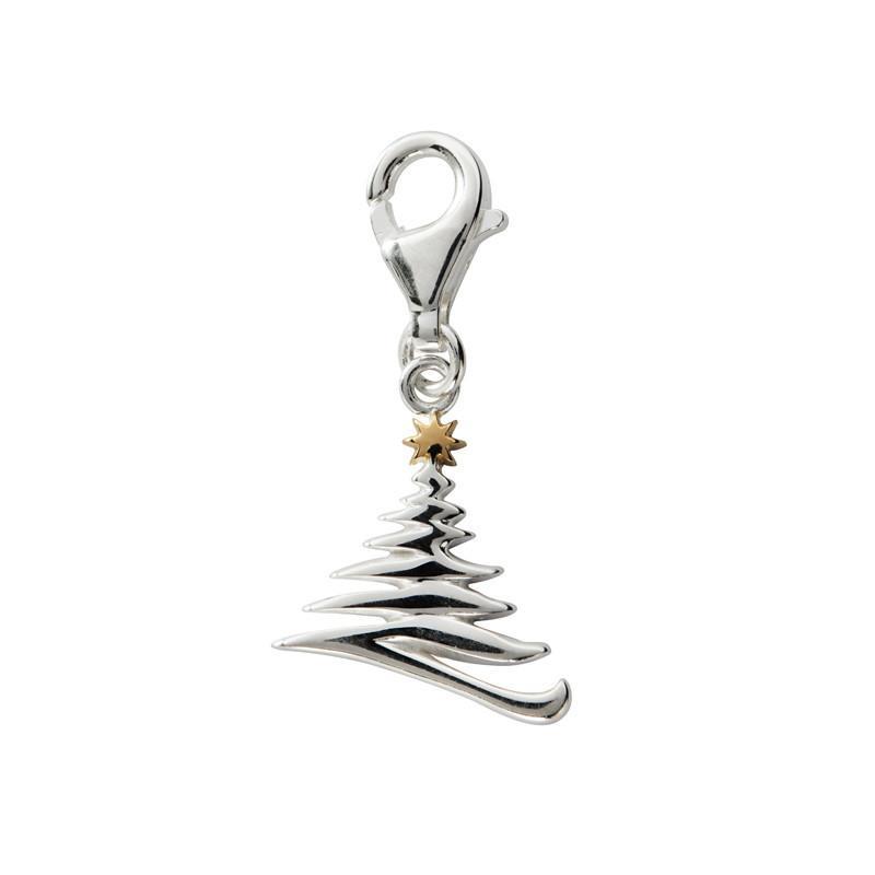 Sterling Silver Zig Zag Christmas Tree Charm - Option1 Value Yellow Gold