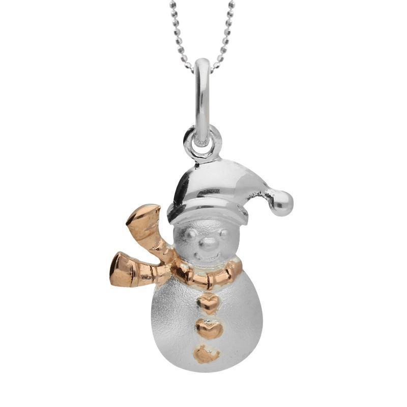 Rose Gold Plated Sterling Silver Snowman Necklace - Option1 Value Silver