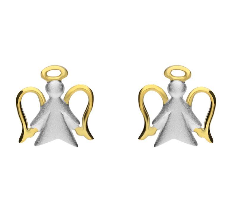 Yellow Gold Sterling Silver Plated Angel Stud Earrings - Option1 Value Yellow Gold