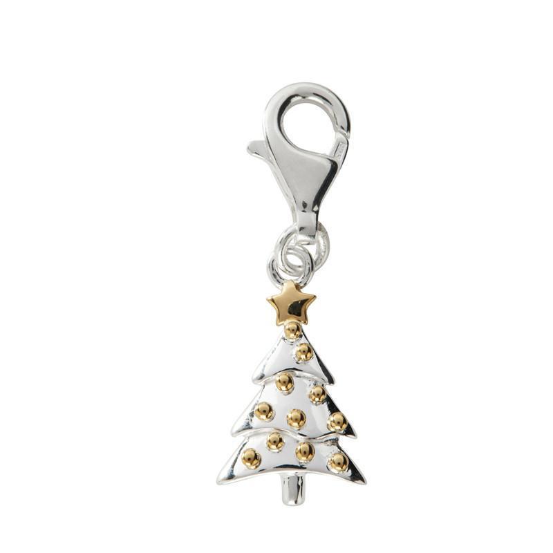 Sterling Silver Christmas Tree Charm - Option1 Value Yellow Gold
