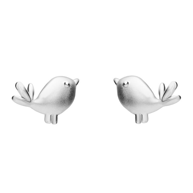 Sterling Silver Robin Stud Earrings - Option1 Value Silver
