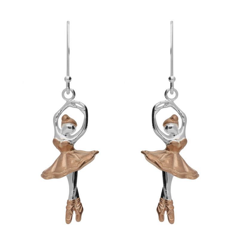 Rose Gold Sterling Silver Plated Ballerina Hook Drop Earrings - Option1 Value Silver