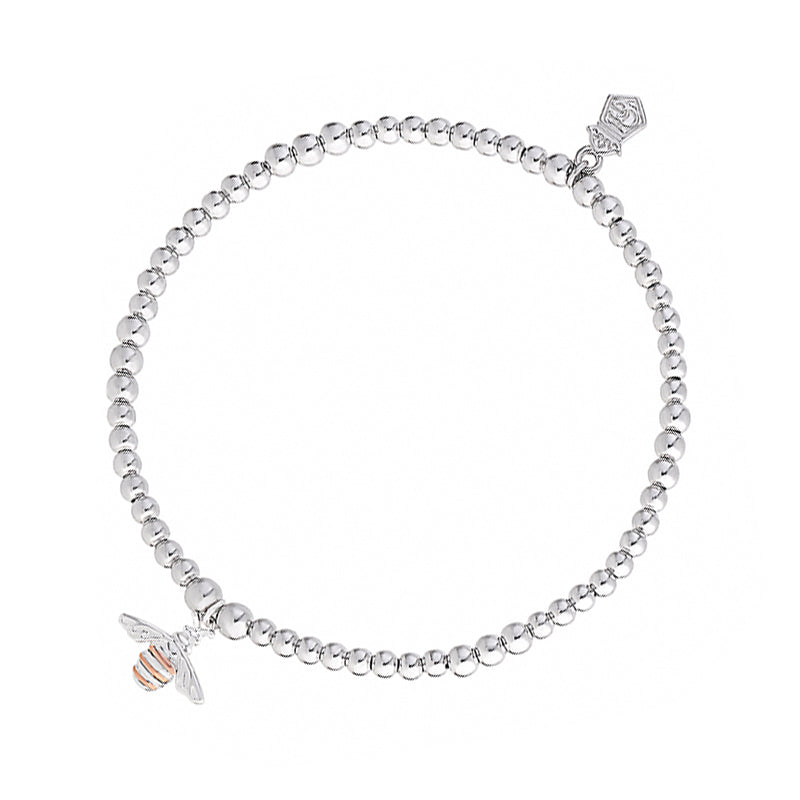 Clogau Affinity Sterling Silver Honey Bee Beaded Bracelet - 16.5cm-17.5cm
