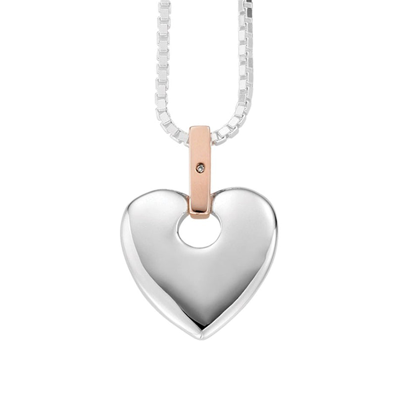 Clogau Cariad Sterling Silver Diamond Heart Necklace - Silver