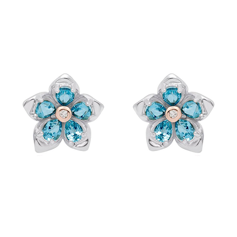 Clogau Forget Me Not Sterling Silver Topaz Stud Earrings - Silver