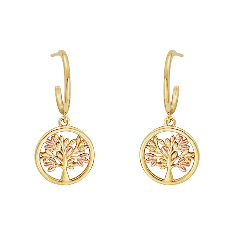 Clogau Tree of Life 9ct Gold Drop Earrings - Gold