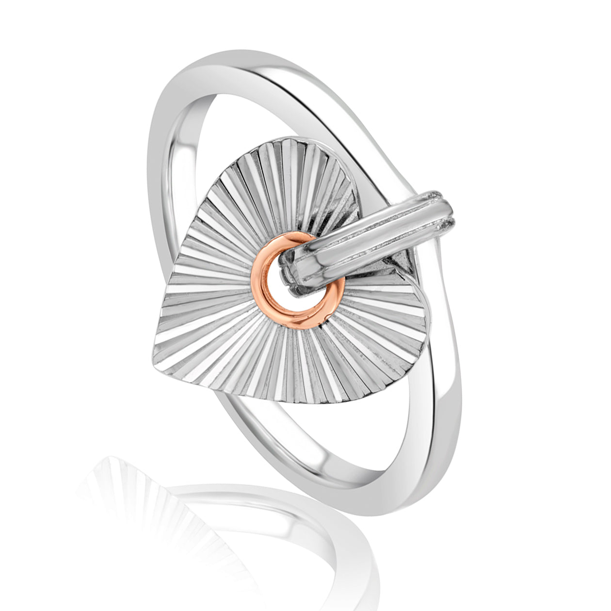 Clogau Cariad Horizon Heart Sterling Silver Ring D - Q
