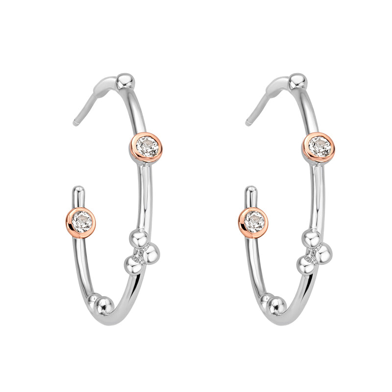 Clogau Celebration Sterling Silver Half Hoop Earrings - Sterling Silver