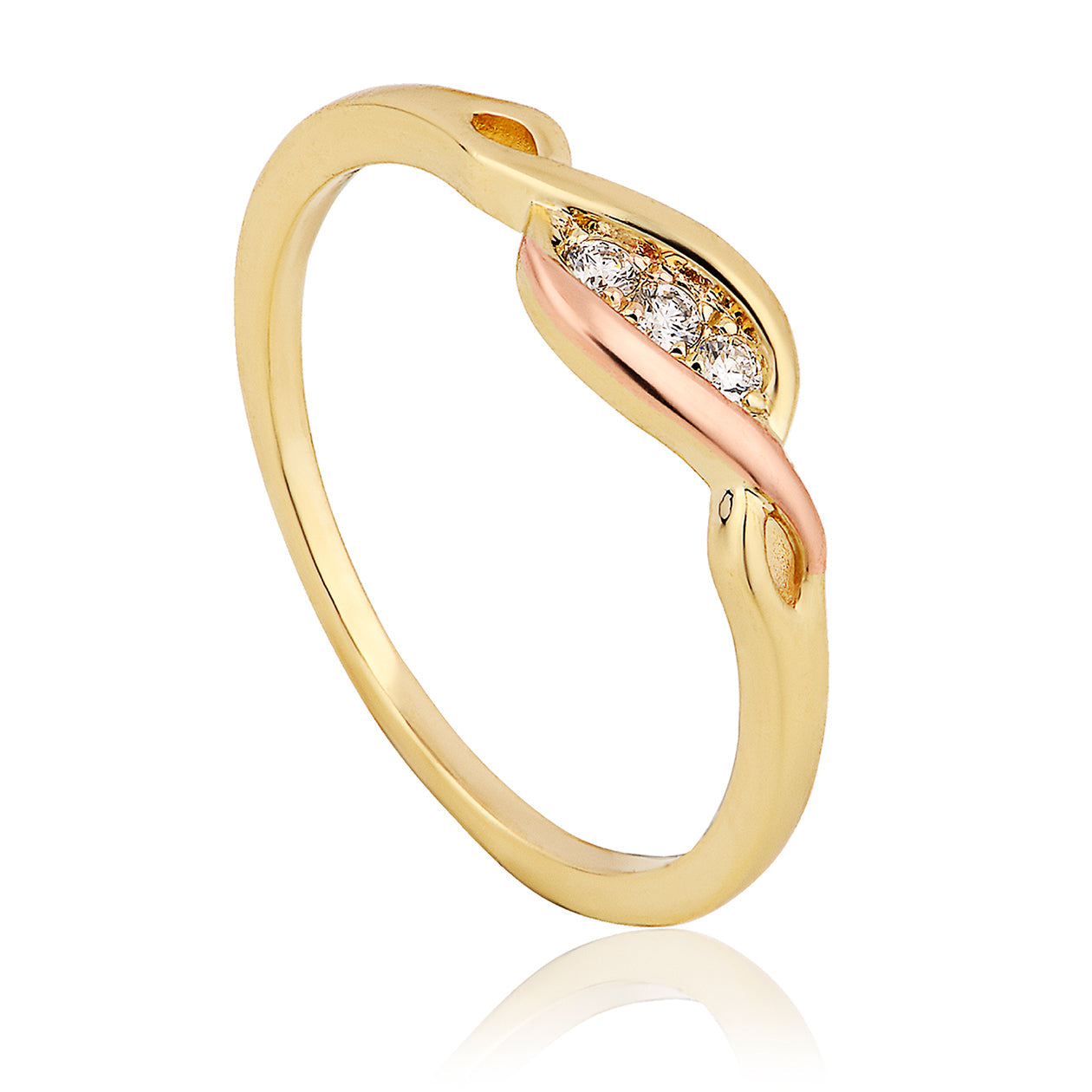 Clogau Past Present Future 9ct Yellow Gold Diamond Ring - K