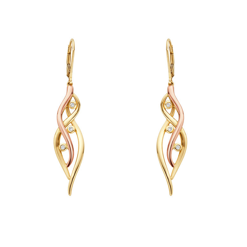 Clogau Swallow Falls 18ct Gold Diamond Drop Earrings - Gold