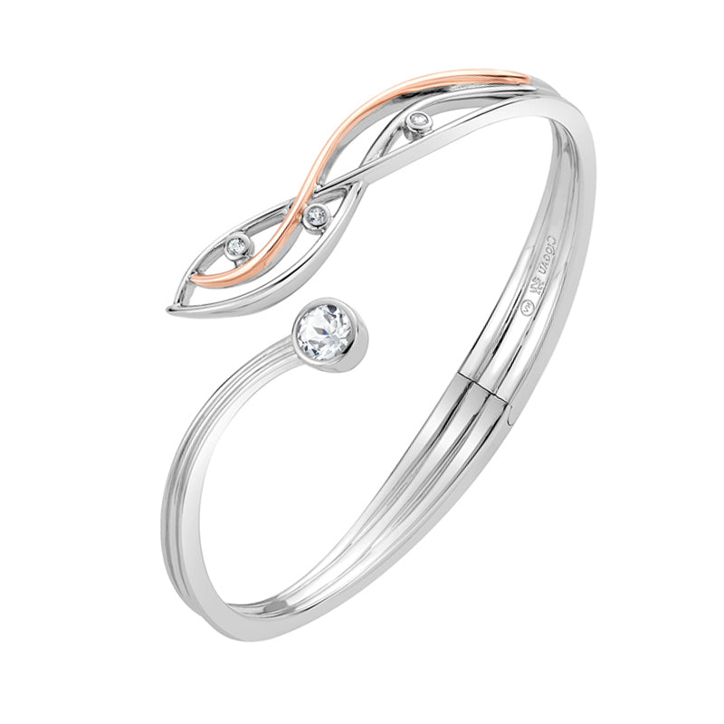 Clogau Swallow Falls Sterling Silver White Topaz Bangle - Sterling Silver