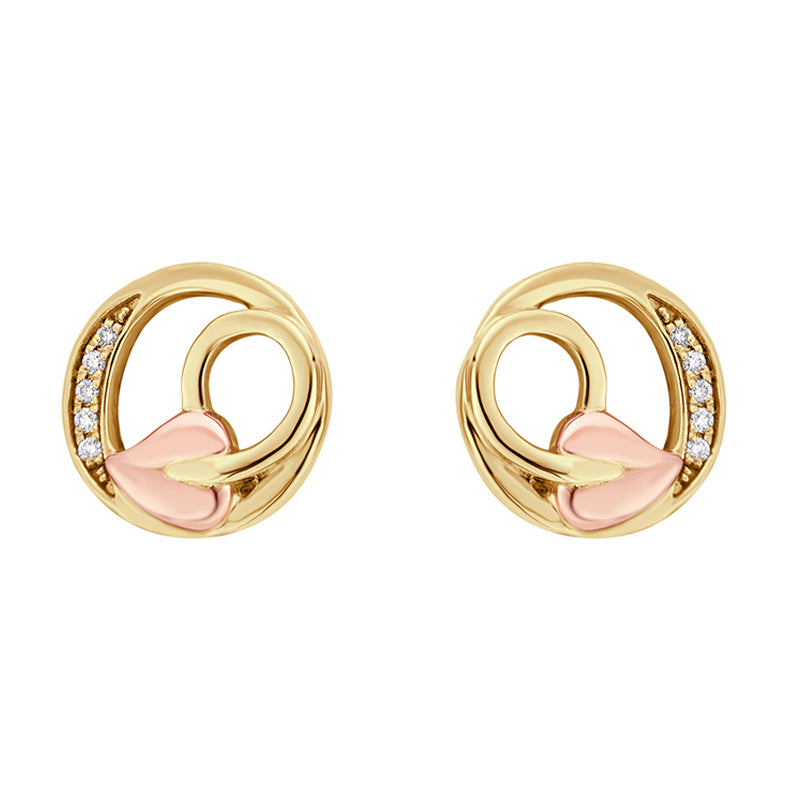 Clogau Tree of Life 9ct Gold Diamond Stud Earrings - Gold
