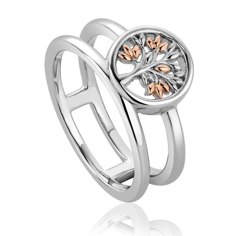 Clogau Tree of Life Sterling Silver 9ct Rose Gold Vine Circle Ring D - P