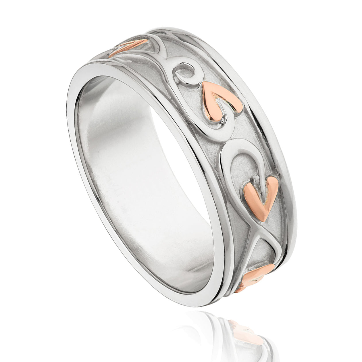 Clogau Tree of Life Sterling Silver Gents Wide Band Ring D - K