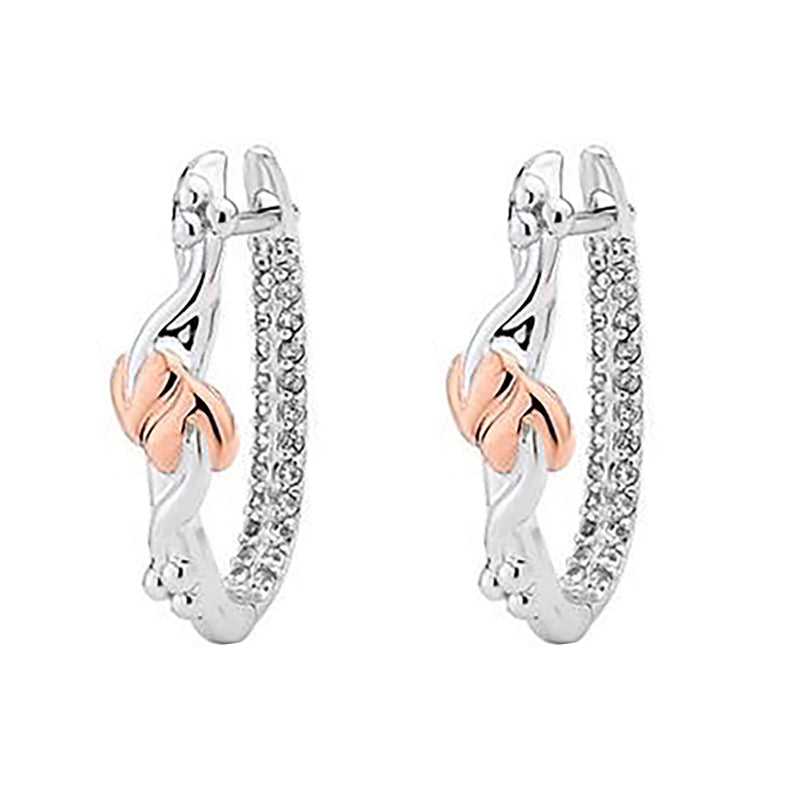 Clogau Tree of Life Sterling Silver 9ct Rose Gold Hoop Earrings - Silver