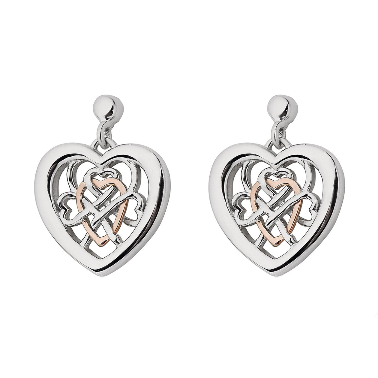 Clogau Welsh Royalty Sterling Silver Rose Gold Stud Earrings - Silver