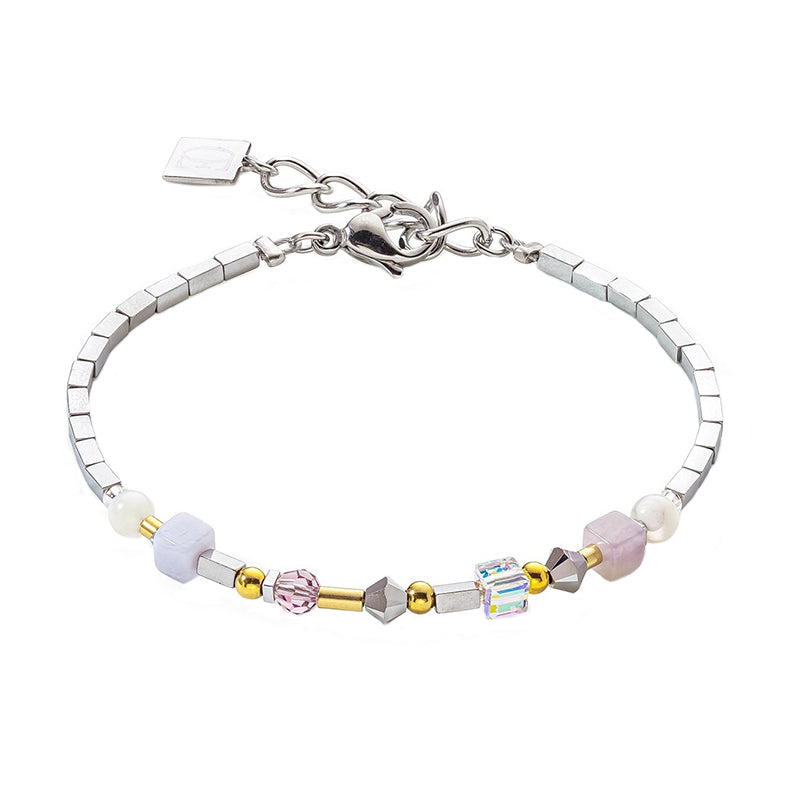 Coeur De Lion GeoCUBE Precious Brilliant Square Romantic Pastel Bracelet - Silver
