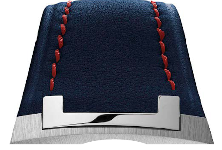 Czapek Strap Antarctique Passage de Drake Leather Blue Red Stitch - Blue