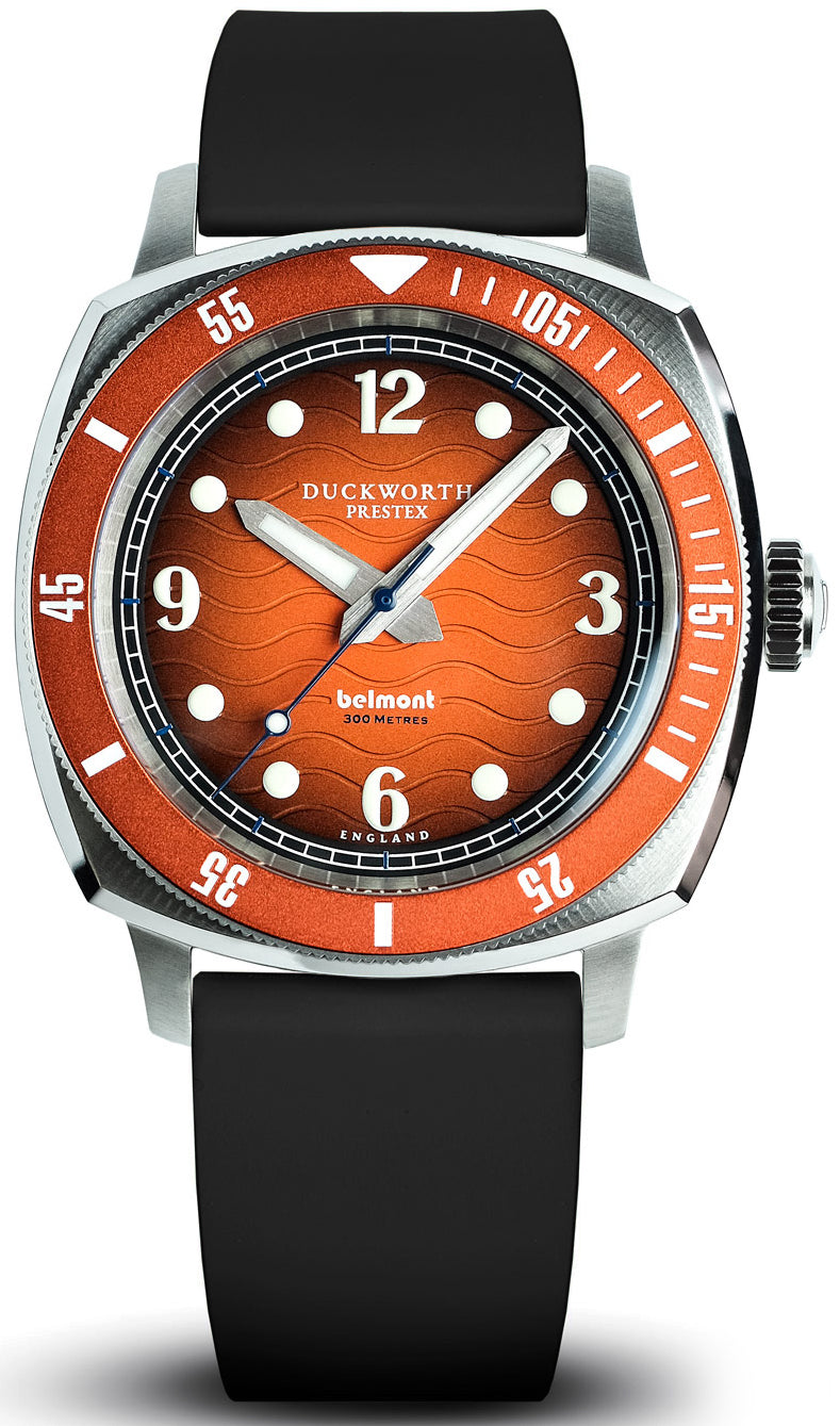 Duckworth Prestex Watch Belmont Dive Orange Black Rubber - Orange