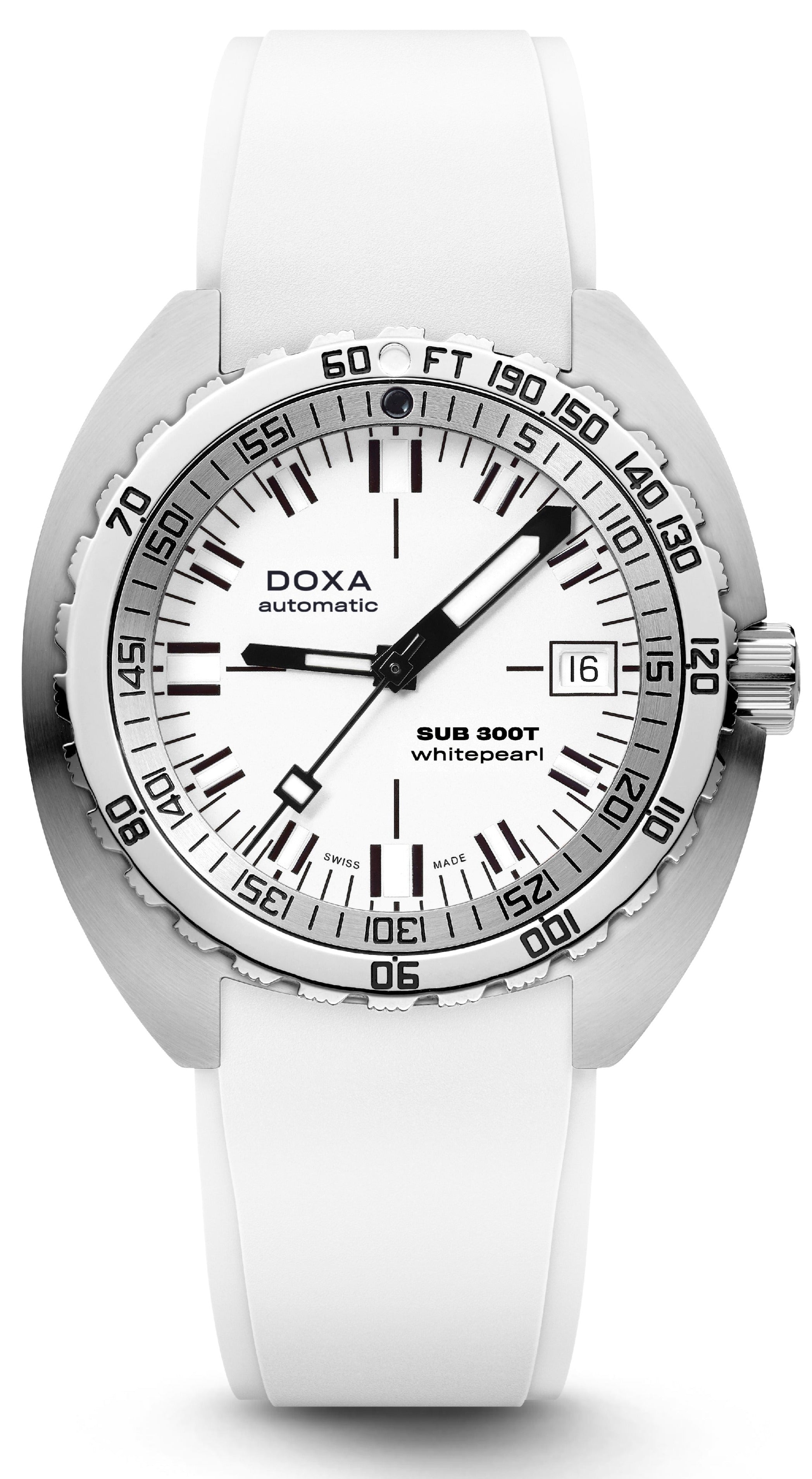 Doxa Watch SUB 300T Whitepearl Rubber - White