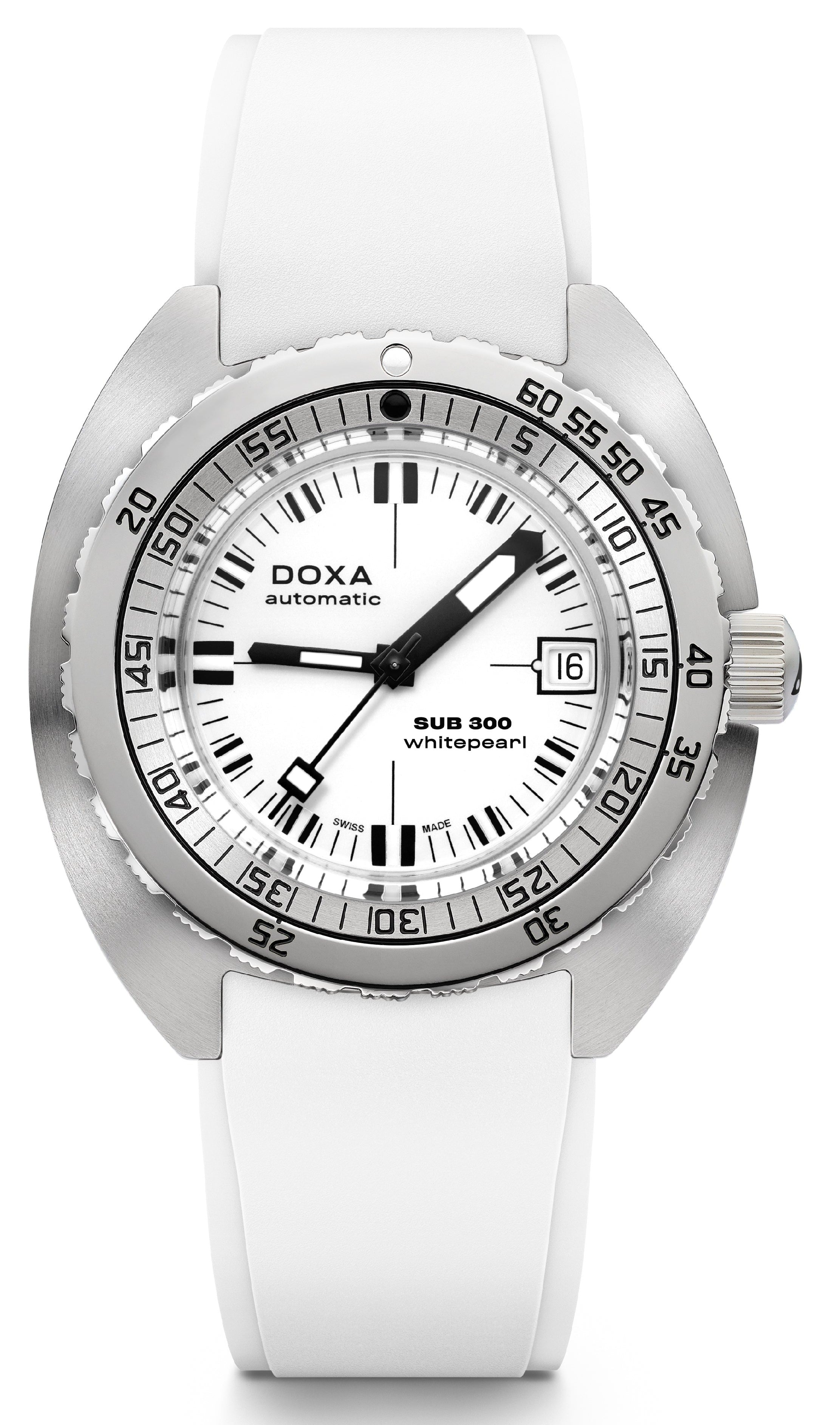Doxa Watch SUB 300 Whitepearl Rubber - White
