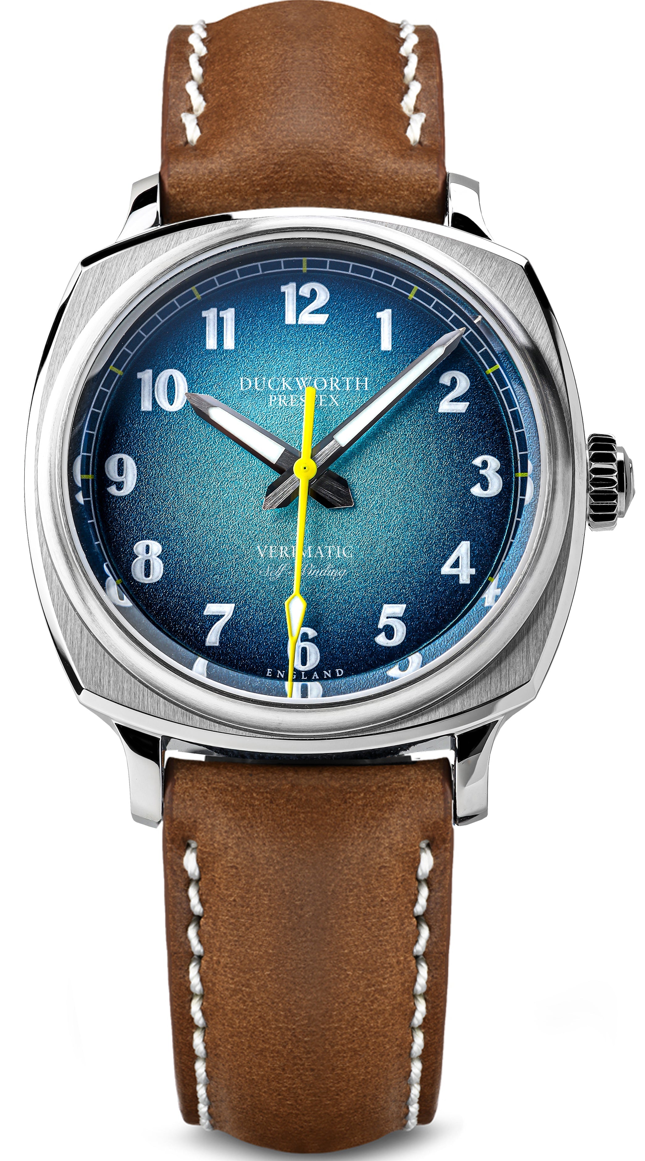 Duckworth Prestex Watch Verimatic Blue Fume Brown Leather - Blue