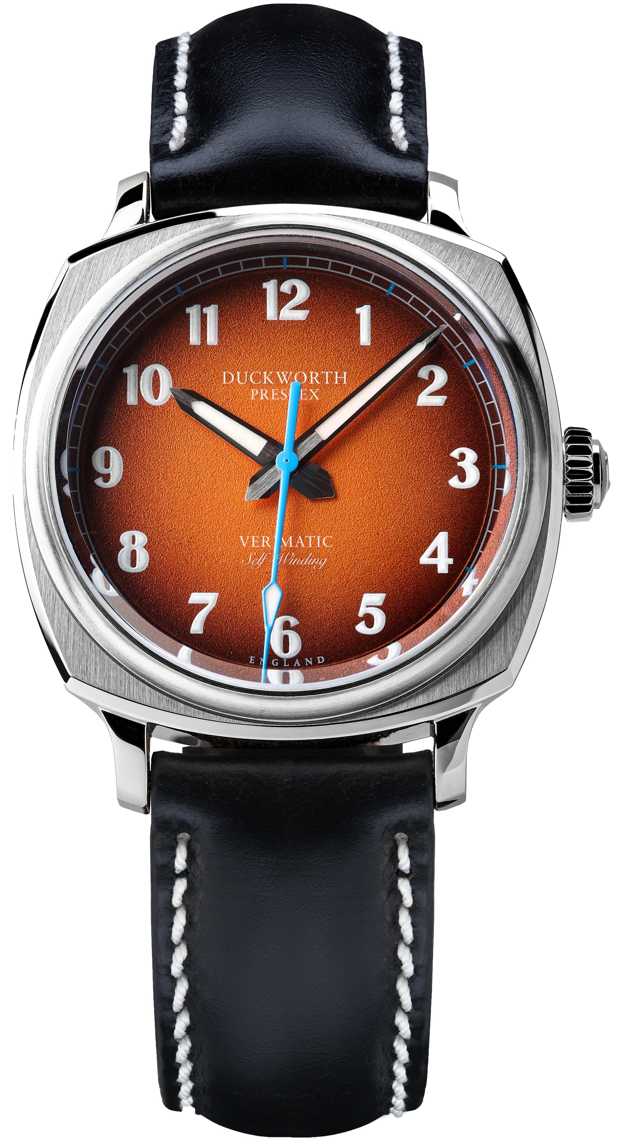 Duckworth Prestex Watch Verimatic Orange Fume Black Leather - Orange
