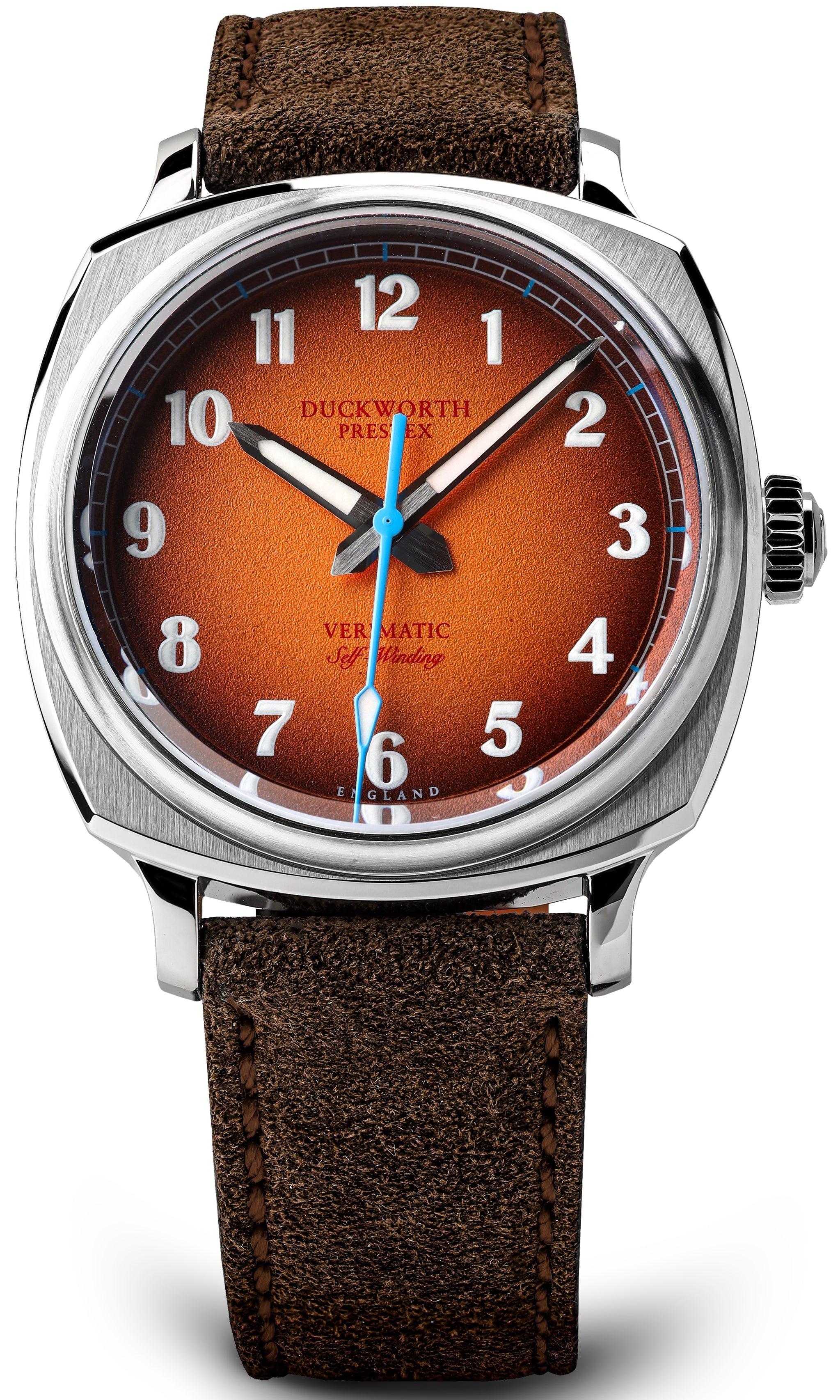 Duckworth Prestex Watch Verimatic Orange Fume Brown Suede