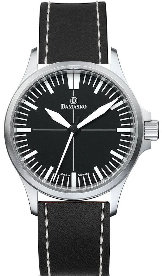 Damasko Watch DK30 Black Single Stitch Leather Pin